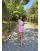 Pembe Askılı Şortlu Elbise