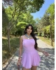 Pembe Askılı Şortlu Elbise