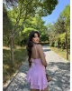Pembe Askılı Şortlu Elbise