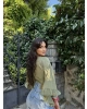 Haki Bağlamalı Crop Bluz