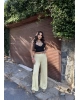 Sarı Beli Lastikli Bürümcük Pantolon