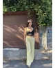 Sarı Beli Lastikli Bürümcük Pantolon