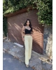 Sarı Beli Lastikli Bürümcük Pantolon