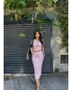 Pembe Midi Boy Bürümcük Etek Takım
