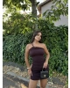 Kahverengi Drapeli Aksesuarlı Mini Elbise