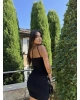 Siyah Drapeli Aksesuarlı Mini Elbise