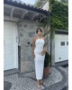 Beyaz Halter Yaka Aksesuarlı Elbise