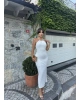 Beyaz Halter Yaka Aksesuarlı Elbise