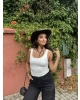 Beyaz Kare Yaka Basic Crop