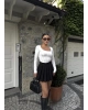 Beyaz Korse Detay Basic Crop