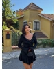 Siyah Fırfırlı Tasarım Elbise
