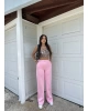 Pembe 3 İplik Bol Paça Eşofman Altı