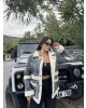 Krem Kürklü Oversize Mont