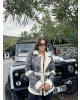 Krem Kürklü Oversize Mont