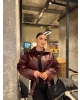 Bordo Kemer Detay Oversize Deri Ceket