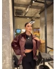Bordo Kemer Detay Oversize Deri Ceket