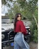 Bordo Oversize Crop Sweatshırt