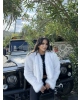 Beyaz Crop Kürk Ceket