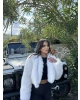 Beyaz Crop Kürk Ceket