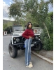 Mavi Şeritli Tokalı Baggy Jean