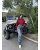 Mavi Şeritli Tokalı Baggy Jean
