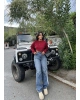 Mavi Şeritli Tokalı Baggy Jean