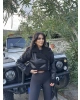 Siyah Kürklü Crop Mont