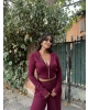 Bordo Fermuarlı Alt Üst Takım