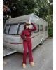 Bordo Parmak Geçirmeli Triko Takım