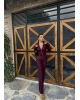 Bordo Fitilli Fermuarlı Alt Üst Takım