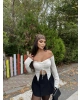Krem Madonna Büzgülü Crop