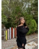 Siyah Basic Büzgülü Crop