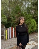 Siyah Basic Büzgülü Crop