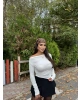 Beyaz Basic Büzgülü Crop
