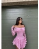 Pembe Dantel Detay Şortlu Elbise
