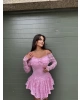 Pembe Dantel Detay Şortlu Elbise