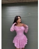 Pembe Dantel Detay Şortlu Elbise