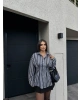 Gri Çizgili Oversize Tasarım Gömlek