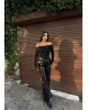 Siyah Şardonlu Deri Pantolon