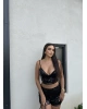 Siyah Payetli Şort Büstiyer Takım