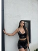 Siyah Payetli Şort Büstiyer Takım