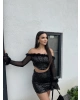 Siyah Payetli Tül Detay Takım