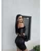 Siyah Payetli Tül Detay Takım