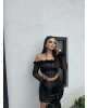 Siyah Payetli Tül Detay Takım
