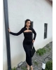 Siyah Göğüs Dekolteli Aksesuarlı Elbise