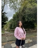 Pembe Kayık Yaka Oversize Sweatshırt