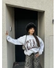 Gri Nakışlı Oversize Sweatshırt