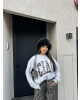 Gri Nakışlı Oversize Sweatshırt
