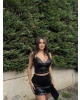 Siyah Askılı Payetli Etek Takım