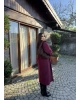 Bordo Uzun Kuşaklı Kaşe Kaban